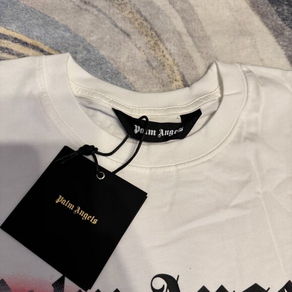 Palm Angels Pink Grafitti Drip Miami Logo White T-Shirt Size Medium or  Large - Picture 3 of 4